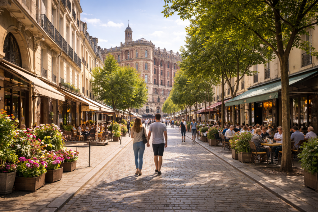 Rue du centre de Saint Germain en Laye à proximité du château, secteur d’intervention de SERBA NET pour rénovation maison et appartement.