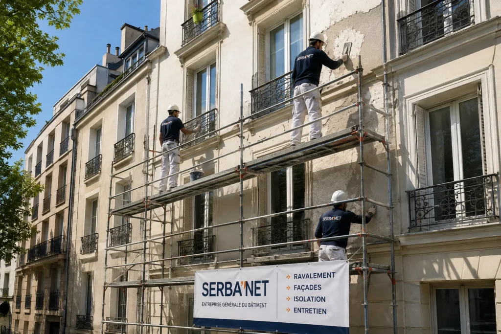 Travaux de ravalement de façade en copropriété par SERBA’NET