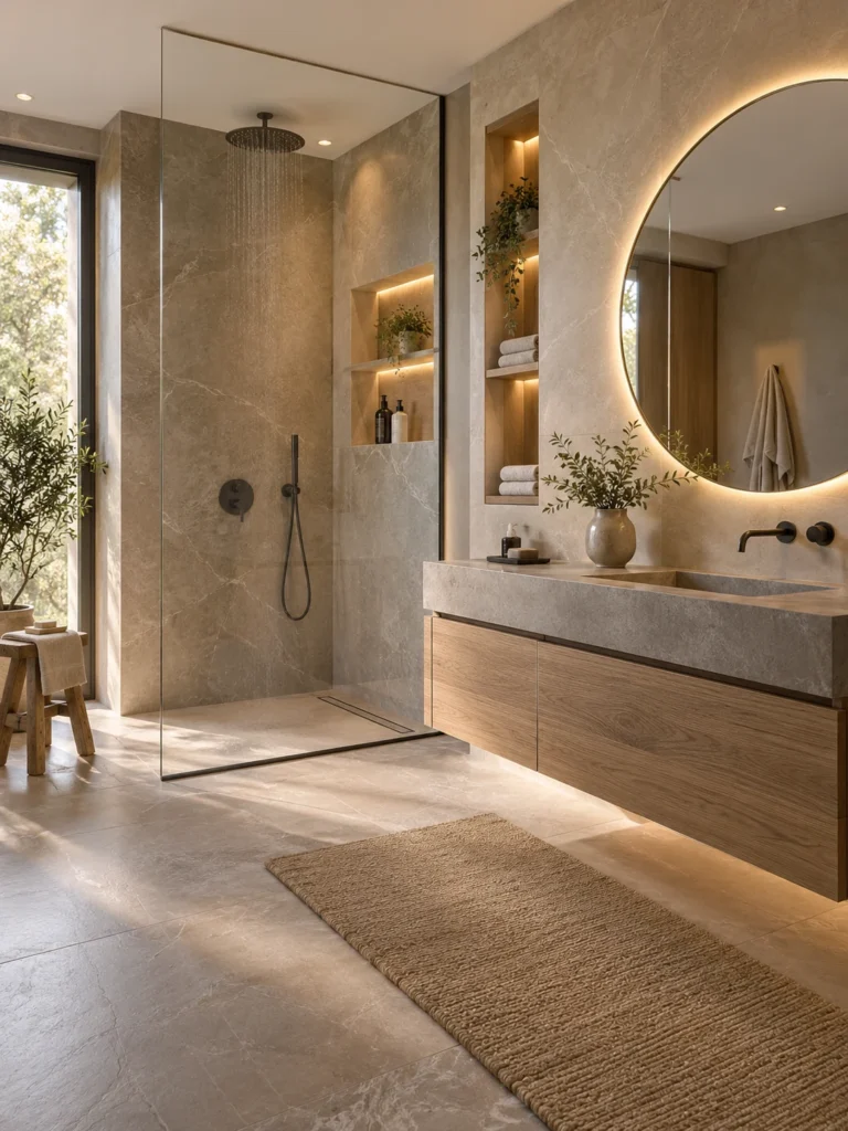 Exemple de rénovation de salle de bain moderne dans une maison à Saint-Germain-en-Laye – SERBA'NET
