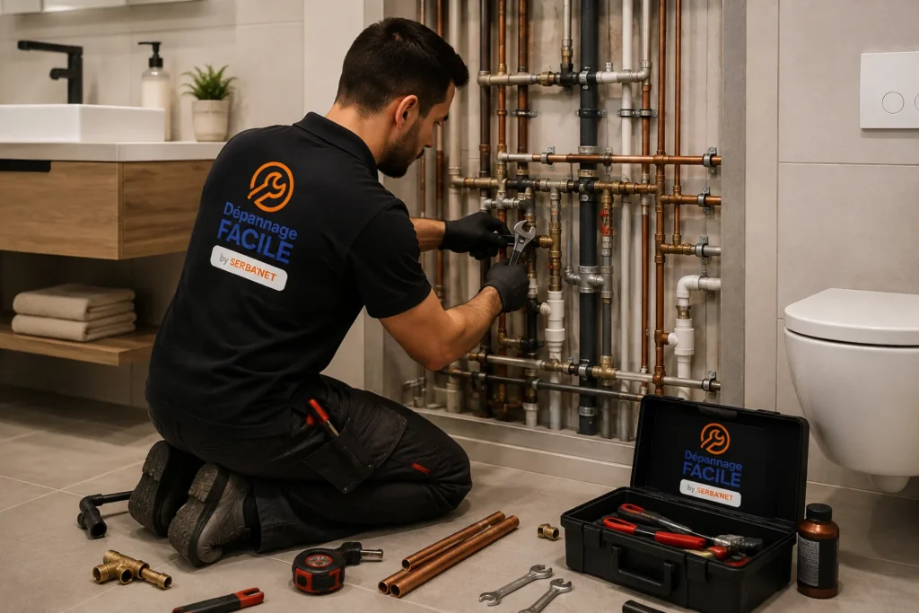 Plomberie complète pour rénovation de salle de bain à Saint-Germain-en-Laye – SERBA’NET