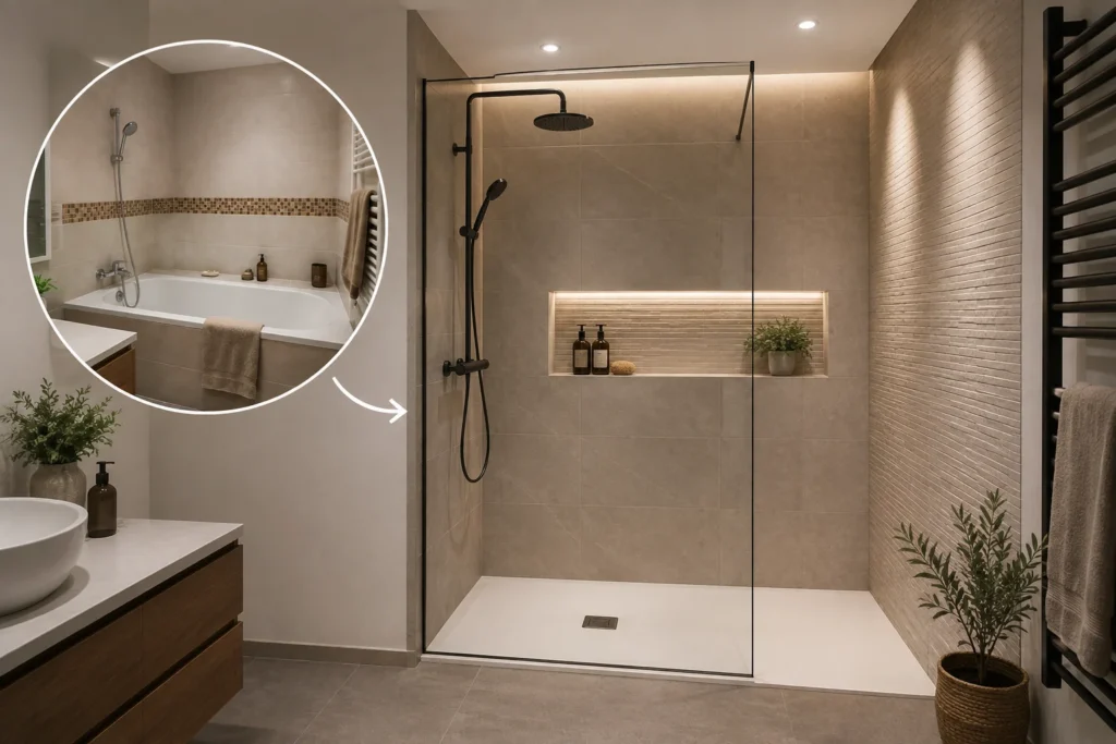 Remplacement de baignoire par une douche à l’italienne à Saint-Germain-en-Laye – SERBA’NET